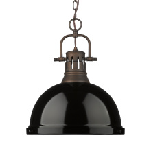 Golden Canada 3602-L RBZ-BK - Yep by Golden Lighting Duncan 1-light 14in Chain Hung Pendant in Rubbed Bronze and Black shade